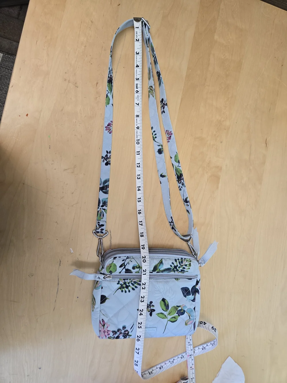 Vera Bradley Seawater Bloom Crossbody Light Blue Triple Compartment Purse